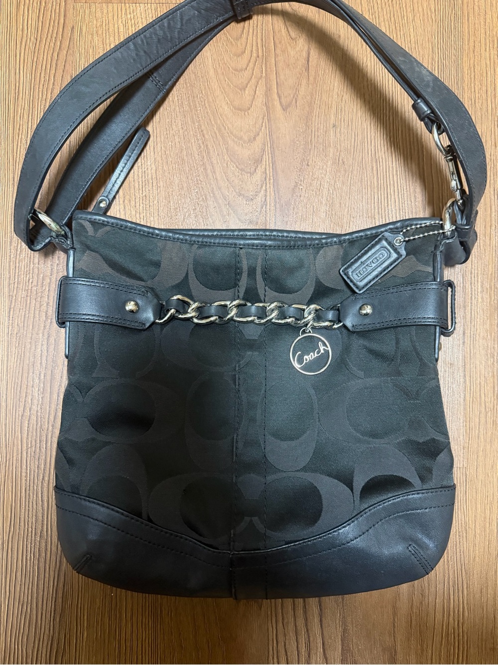 Coach Black Signature Chain Shoulder Bag